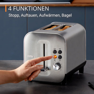 Krups KH682D Excellence Toaster | 8 Bräunungsstufen | 4 Funktionen | 2 Scheiben Toaster | Anhebevorr