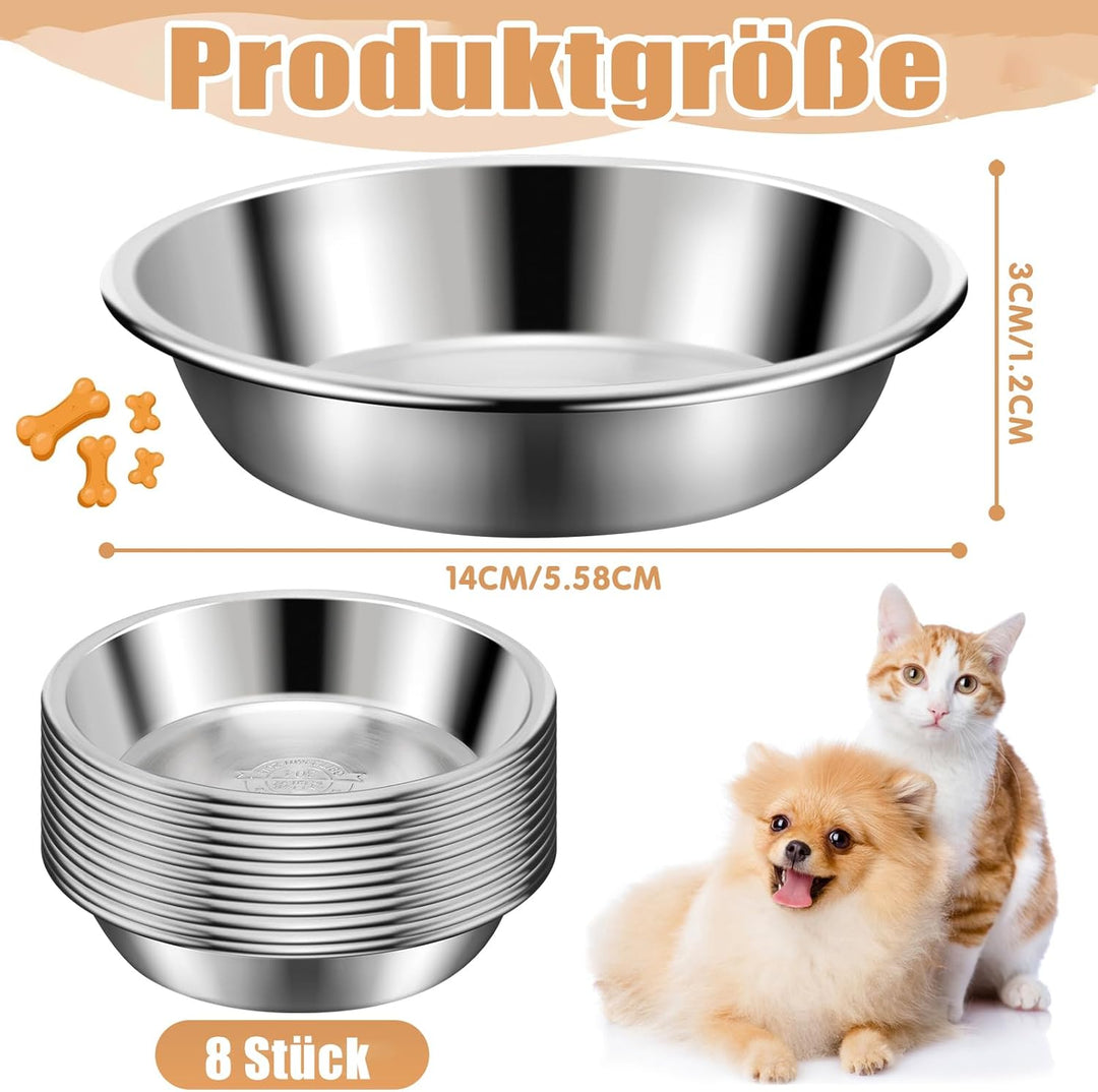 8 Stück Katzennäpfe aus Edelstahl, 14cm Katzenfutternäpfe, Katzennäpfe für Schnurrhaar Müdigkeit, Fl