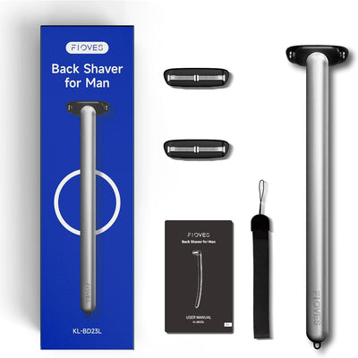 FLOVES Rückenrasierer Herren - 3 magnetische Ersatzrasierer, Rasierer mit 3-lagigen Klingen und schw