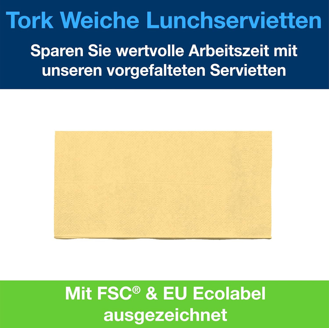 Tork 477882 Soft Lunchservietten Champagner 1/8 Falz / 3-lagige, vorgefaltete Servietten für kleine