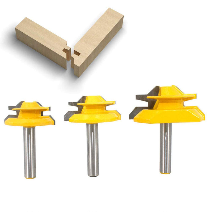 BIGP 3 Stück 45 Grad Verleimfräser Gehrung Fräse Set, 8 mm Schaft 45° Lock Miter Router Bit, 1-3/8",