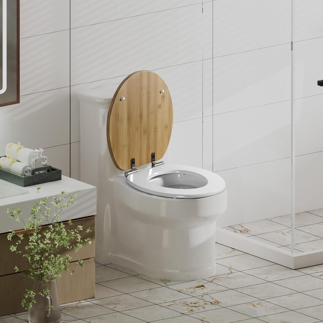 Angel Shield WC-Sitz mit Absenkautomatik, Verstellbare Metallscharniere, zu Reinigen, O-Förmig, 45x3