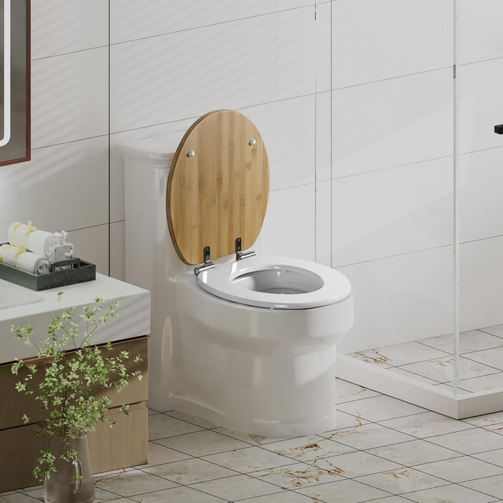 Angel Shield WC-Sitz mit Absenkautomatik, Verstellbare Metallscharniere, zu Reinigen, O-Förmig, 45x3