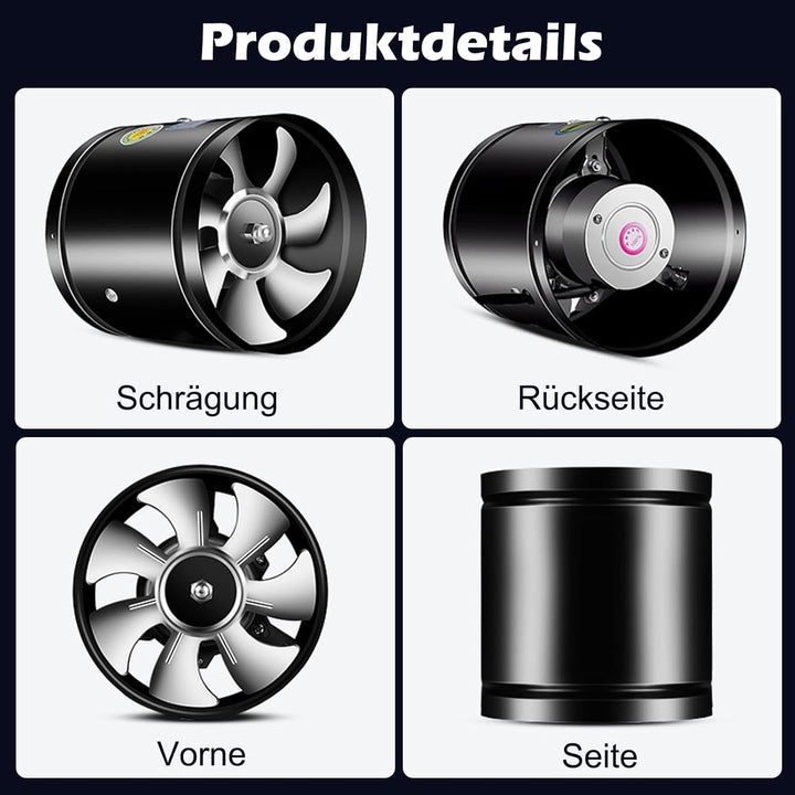 Rohrventilator 150mm, Inline-Rohrventilato, 600m³/H Rohrlüfter, 45dB Abluft für Bad Küche Gewächshau