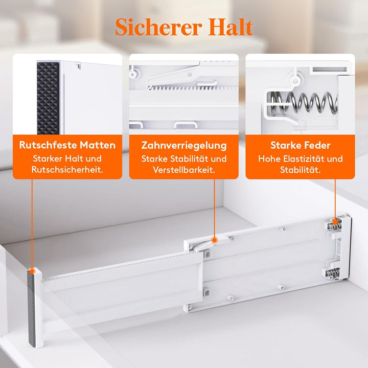 Lifewit 4er Set Kunststoff Schubladentrenner für Innenlänge 27–40cm & Höhe＞10.5cm Schubladen, Verste