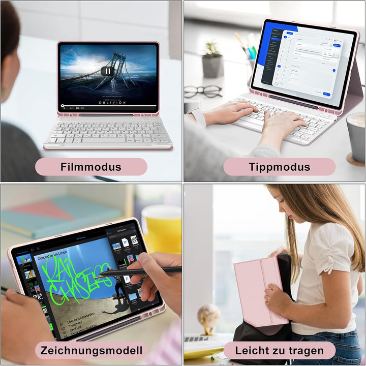 Tastatur Hülle für Samsung Tab S9 FE 10.9 Zoll/Tab S9 11 Zoll 2023, QWERTZ Deutsches Tastatur Magnet