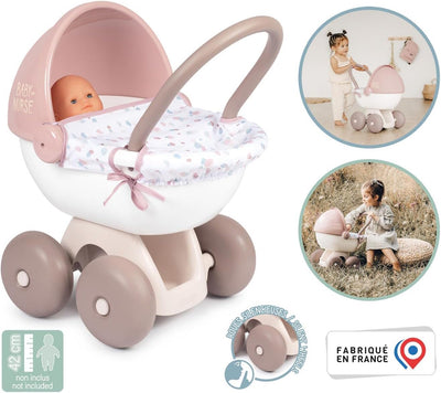 Smoby - Baby Nurse Puppenwagen - kleiner Puppenwagen für dein Püppchen bis 42 cm, mit waschbarem Sto