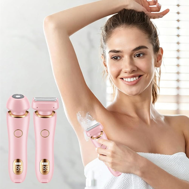 Rasierer Damen, Damen Rasierer Intimzone, 2 in 1 Damen Körperrasierer,Trocken und Nassbetrieb für Ac