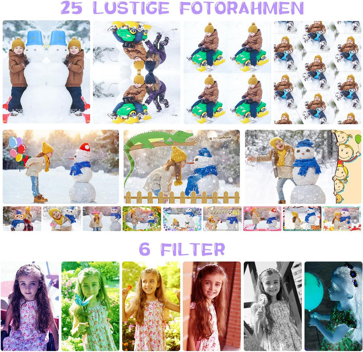 Kinderkamera, ARNSSIEN 180° Flip Lens Kamera für Kinder, 2.4in IPS LCD Digitalkamera mit Gehäuse, Ki