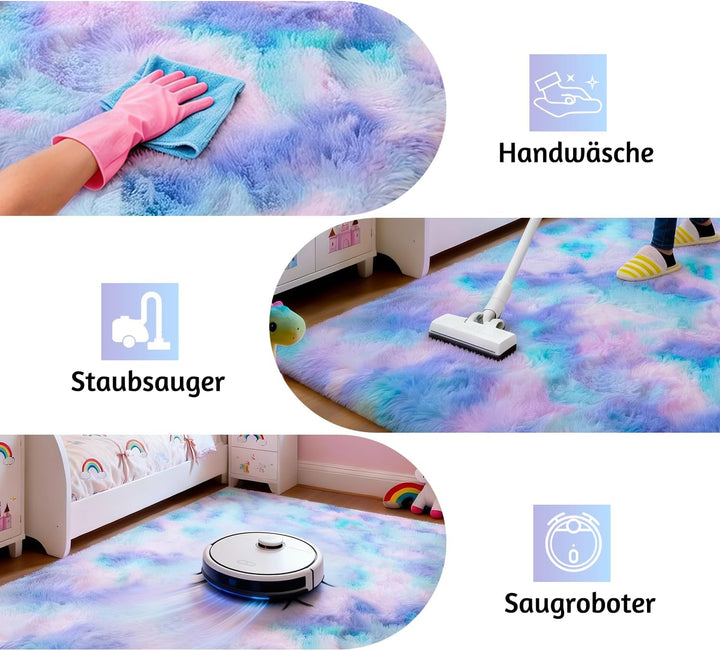 MARATIP Plüsch Teppich, Flauschiger Rund, Grosse Grösse Modernes Wohnzimmer, Kinder Mädchen, Weicher