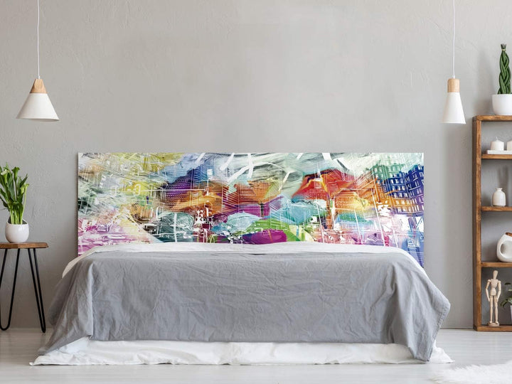 Kopfteil für Bett, PVC, Digitaldruck, Bunte Stadt, 100 x 60 cm, Original-Kopfteil 100x60cm, 100x60cm