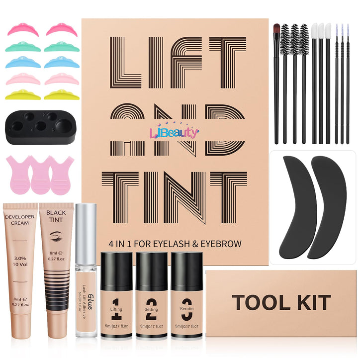 Libeauty Lash Lift und schwarzes Farbstoff -Kit, Wimpernperm und Stuhllaminierung mit schwarzem Tint