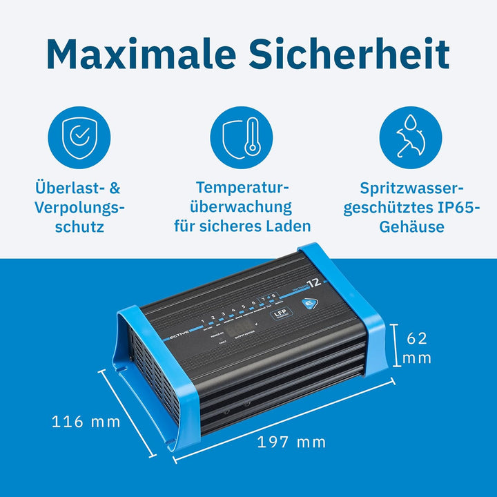 ECTIVE 7A 12V Lithium-Batterieladegerät Multiload 7 LFP 8-Stufen Ladegerät für LiFePO4-Batterien LFP