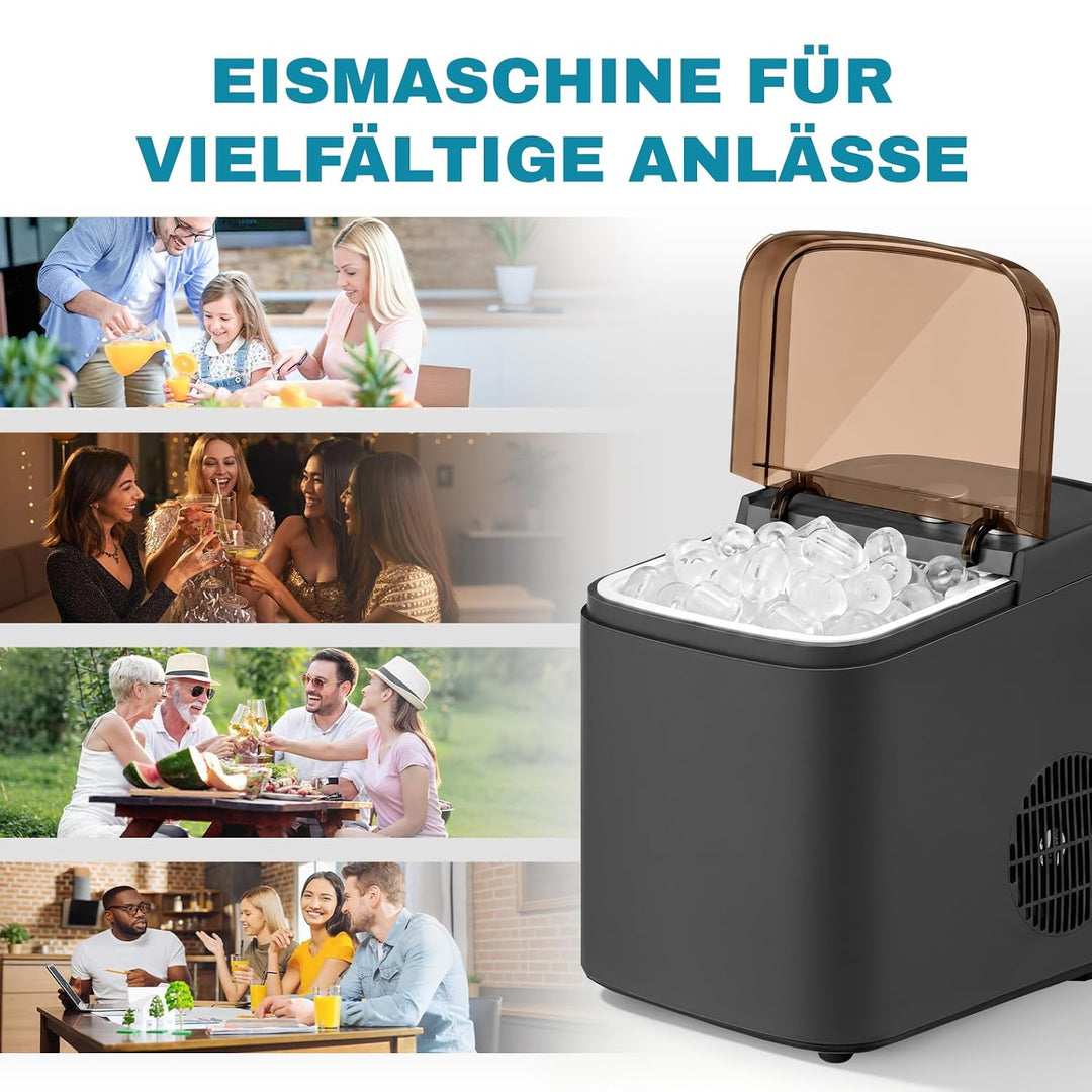 LEADZM Eiswürfelmaschine Klein,Eiswürfelbereiter, 9 Würfel in 6-10 Minuten fertig,12 kg Eis/Tag Eisw
