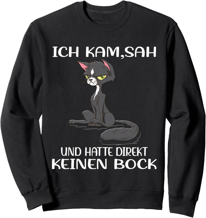 Ich kam sah und hatte direkt keinen Bock schwarze Katze Sweatshirt