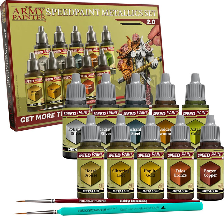 The Army Painter Speedpaint Metallics Set 2.0 Combo, 10 Acrylfarben Metallic 18ml Modellbau Farben P