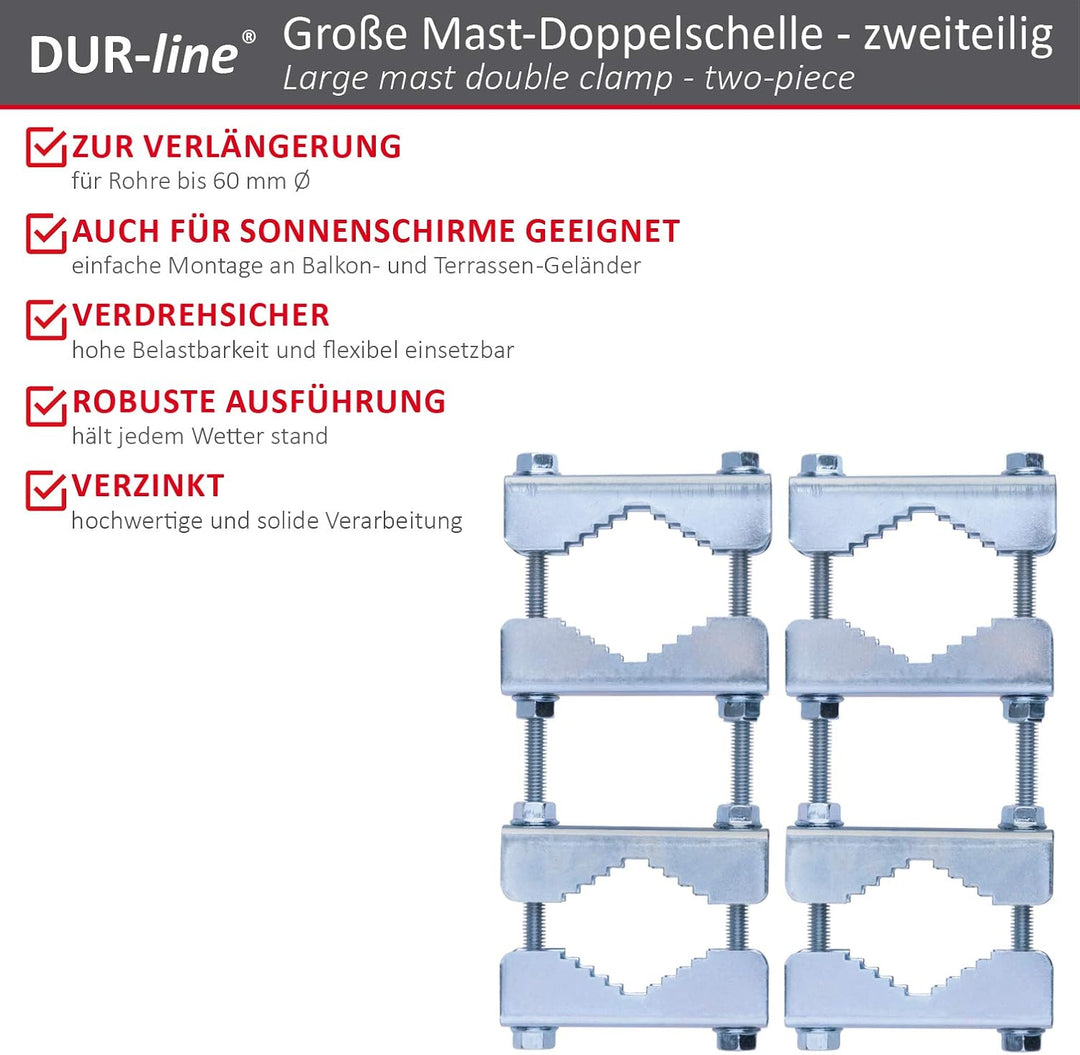 Doppel-Mastschellen-Set mit 2 Schellen; für Mast an Mast - Montage (Mastverlängerung)