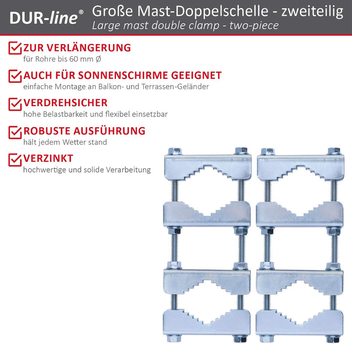Doppel-Mastschellen-Set mit 2 Schellen; für Mast an Mast - Montage (Mastverlängerung)
