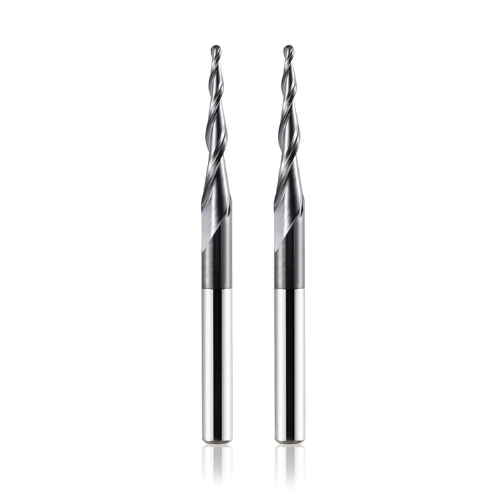 2 Stück VHM Kugelkopffräser Konische Fräser für Oberfräse CNC 2 Flöten 1.0 mm Radius Gravierfräser 6