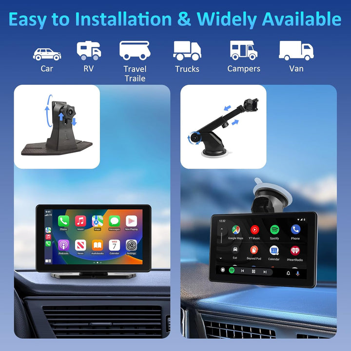 Carplay Display Autoradio, 7 Zoll HD IPS Android Auto Display, Wireless Apple Carplay Bildschirm mit