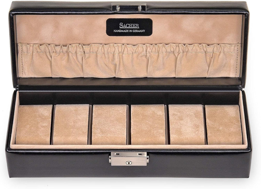 SACHER Uhrenetui für 6 Uhren new classic/schwarz (Leder)