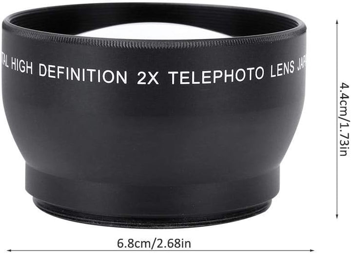 Konverter-Teleobjektiv, 52 mm 2-fache Vergrösserung HD-Tele-Camcorder-Objektive Passt auf jedes Obje