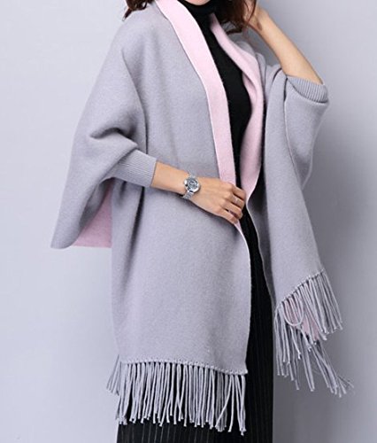 MyBeautyworld24 Frauen Kaschmir Poncho Strickjacke Strickpullover Mantel Winter Pullover Oversize Sc