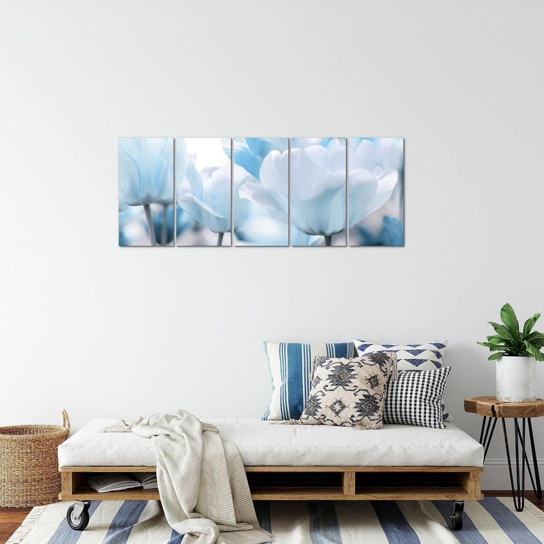 Runa Art Bild Blumen Tulpen Wandbilder auf Vlies Leinwand 5 Teilig Wanddekoration Wohnzimmer Schlafz