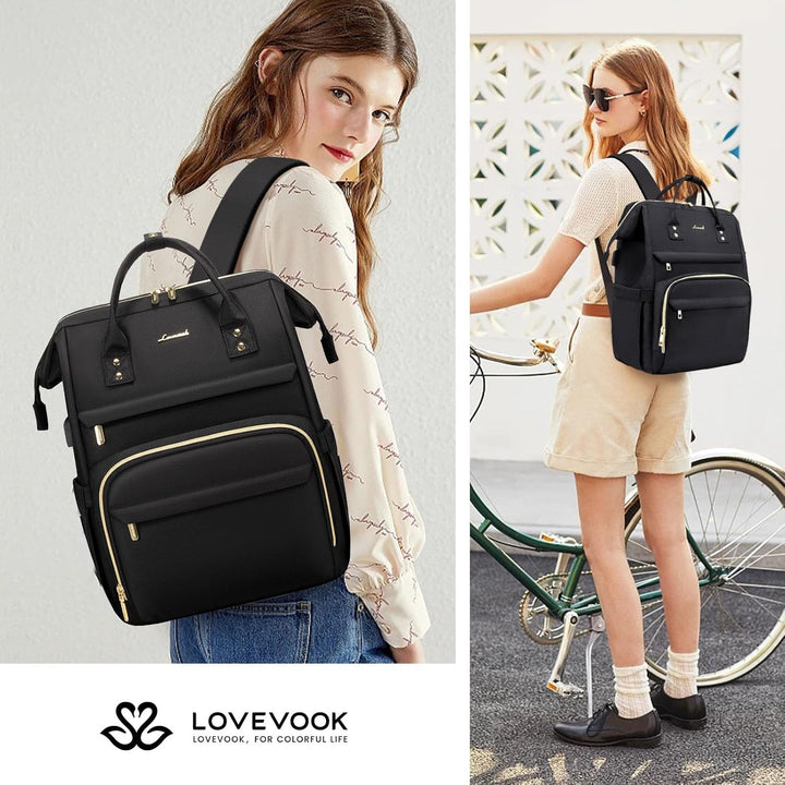 LOVEVOOK Rucksack Damen, Wasserdicht Laptoprucksack Gross 17 Zoll Backpack Schulrucksack Mädchen Tee