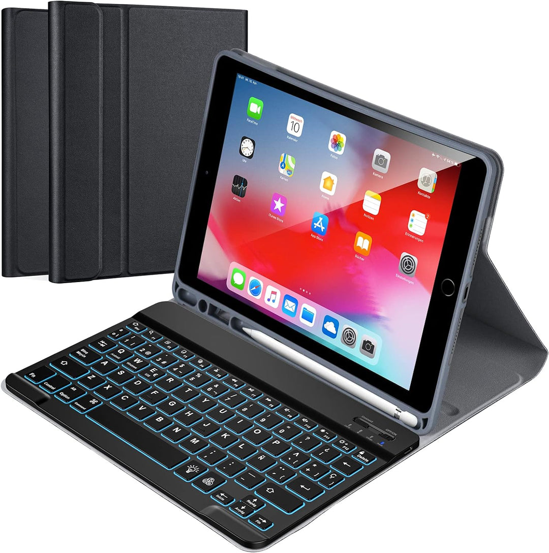 Schutzhülle mit spanischer Tastatur für iPad 10,2 Zoll, 9. Generation 2021/8th Gen 2020/7th Gen 2019