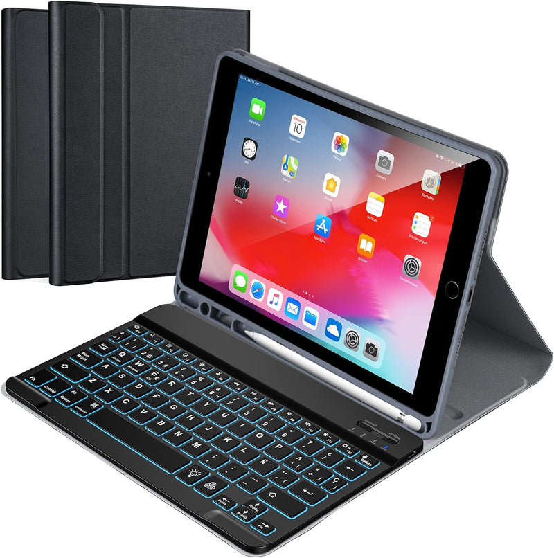 Schutzhülle mit spanischer Tastatur für iPad 10,2 Zoll, 9. Generation 2021/8th Gen 2020/7th Gen 2019