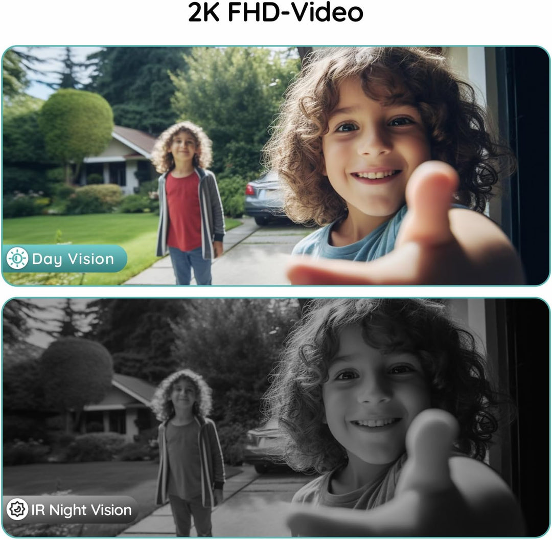 BOIFUN 2K HD Video Türklingel mit Kamera, Funkklingel Set, Kabellos Klingel Haustür Aussen - 166° Bl