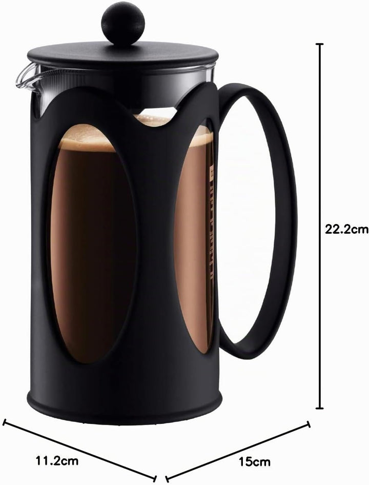 Bodum kenya Kaffeebereiter (French Press System, Permanent Edelstahl-Filter, 1,0 liters) schwarz 8 C