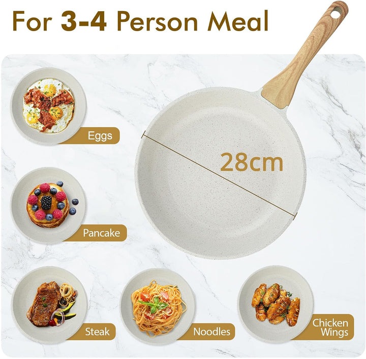 SENSARTE Weiss Keramik 28cm Antihaft Bratpfanne Skillet, Schweizer Beschichtung Omelette Pfanne, Ges
