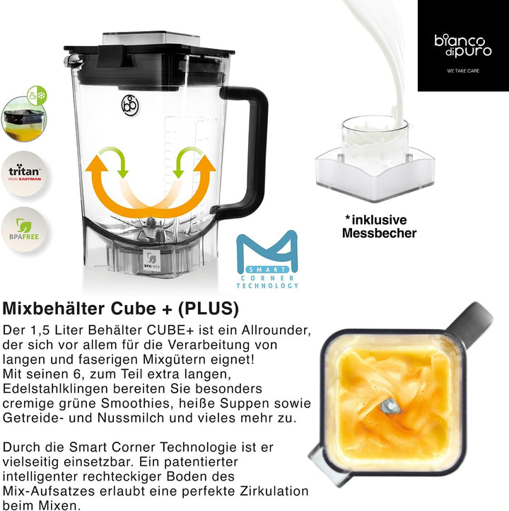 Hochleistungsmixer Volto N Smoothie Maker 8 Mixprogramme 1,5 Liter Füllvolumen BPA-frei - Bianco di