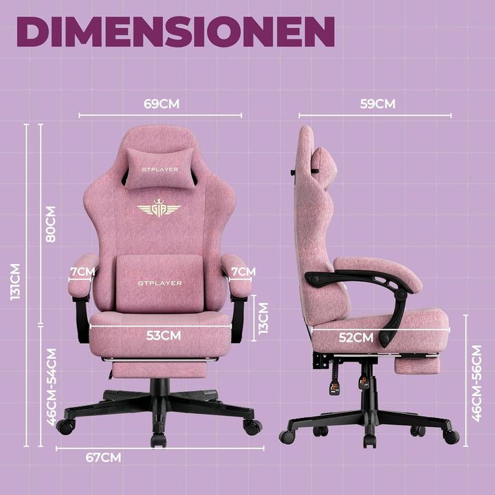 GTPLAYER Gaming Stuhl, Atmungsaktiver Bürostuhl, bürostuhl ergonomisch, Hochwertiger - Stoff, Ergono