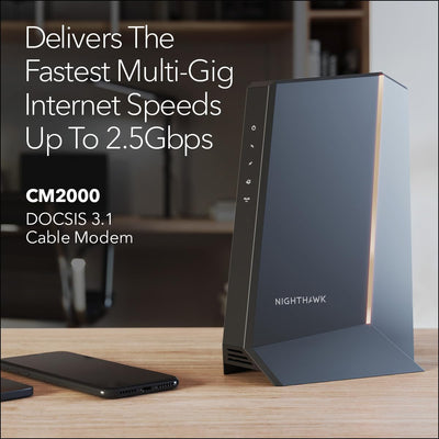 NETGEAR Nighthawk Multi-Gig-Kabelmodem (CM2000) – kompatibel mit Allen Kabelanbietern inkl. Xfinity,