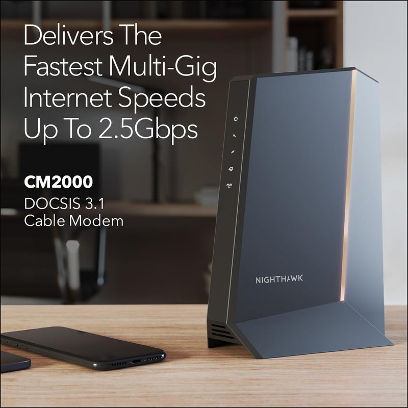 NETGEAR Nighthawk Multi-Gig-Kabelmodem (CM2000) – kompatibel mit Allen Kabelanbietern inkl. Xfinity,