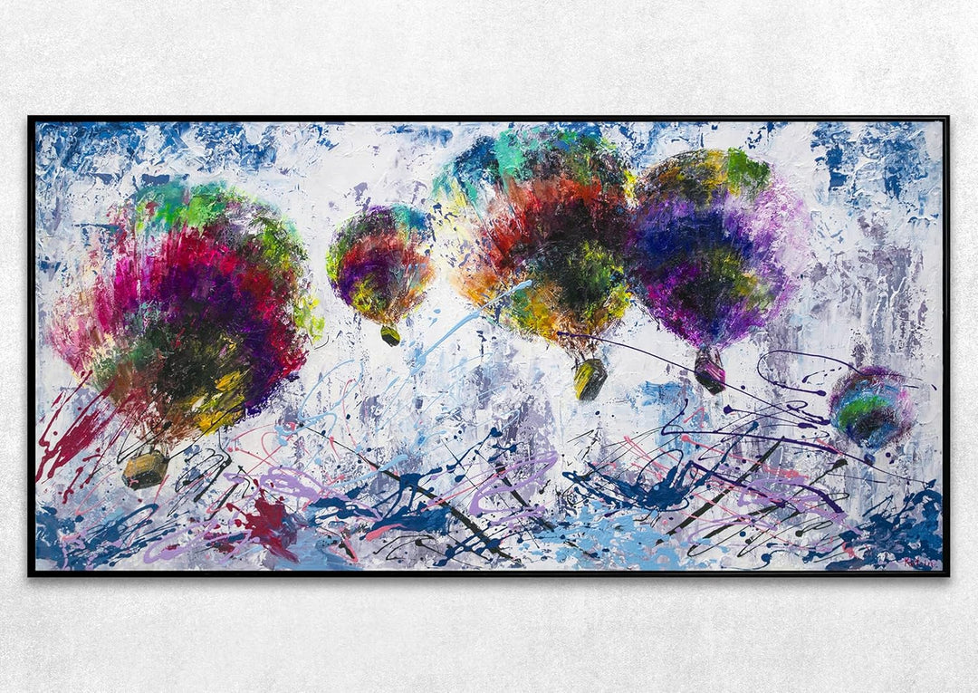 YS-Art Abstrakt Acryl Gemälde auf Leinwand handgemalt Freiflug Wandbilder Wohnzimmer moderne bunte H
