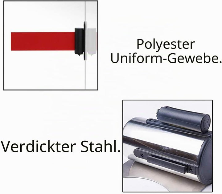 Edelstahl Absperrband,Yueser 2 x 3M Edelstahl Einzeihbar Wand Montiert Absperrung Einziehbar Absperr