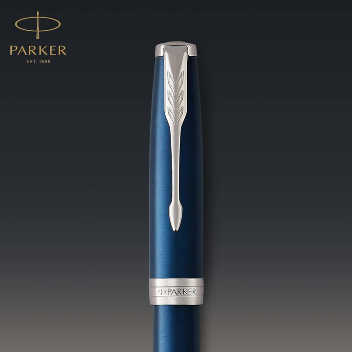 Parker Sonnet Tintenroller | Blaue Lackierung | feine Spitze | Schwarze Tinte | Geschenkbox Tintenro