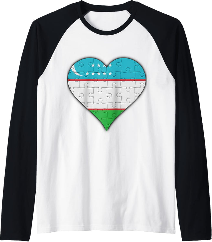 Usbekistan Usbekistanische Flagge Herz Raglan