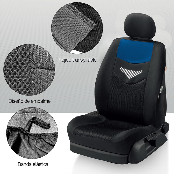 Autositzbezüge Universal Fit Komplettset, Schonbezüge-Auto, Komplettset, 2 Vordersitzbezüge, 1 Rücks