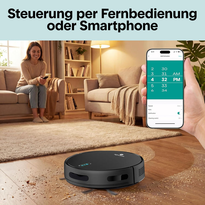 SereneLife Saug Wischroboter mit Selbstreinigung, 3000pa- Saugwischer Roboter, Saugroboter mit APP S