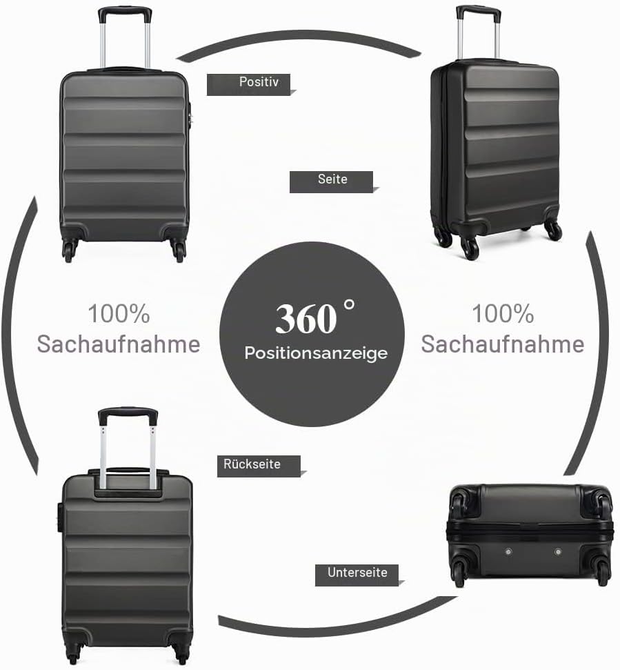 KONO Handgepäck Koffer Klein Reisekoffer mit Rollen und TSA Schloss, Koffer Trolley Handgepäck Flugz