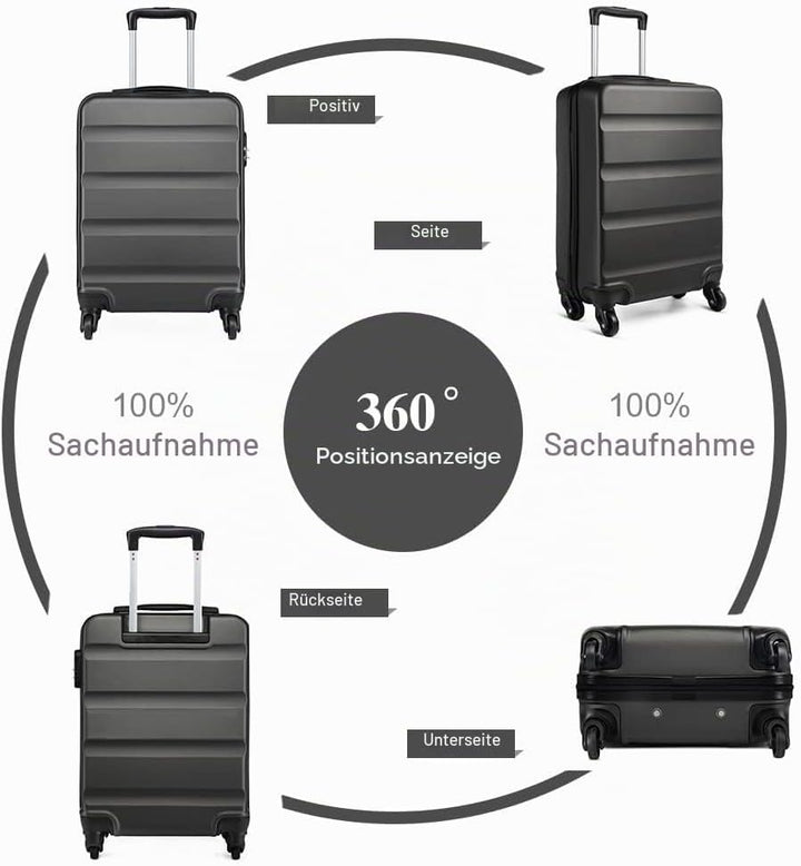 KONO Handgepäck Koffer Klein Reisekoffer mit Rollen und TSA Schloss, Koffer Trolley Handgepäck Flugz