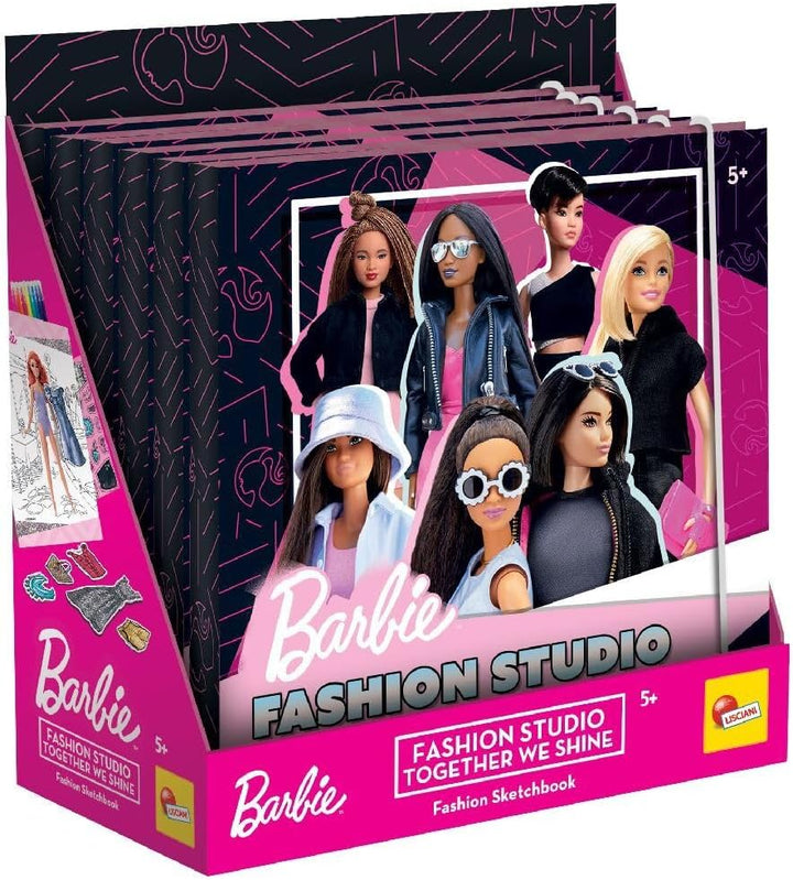Lisciani - BARBIE - Skizzenbuch Set Wir Glänzen - Modestudio - Models zum Anziehen - Kreatives Spiel