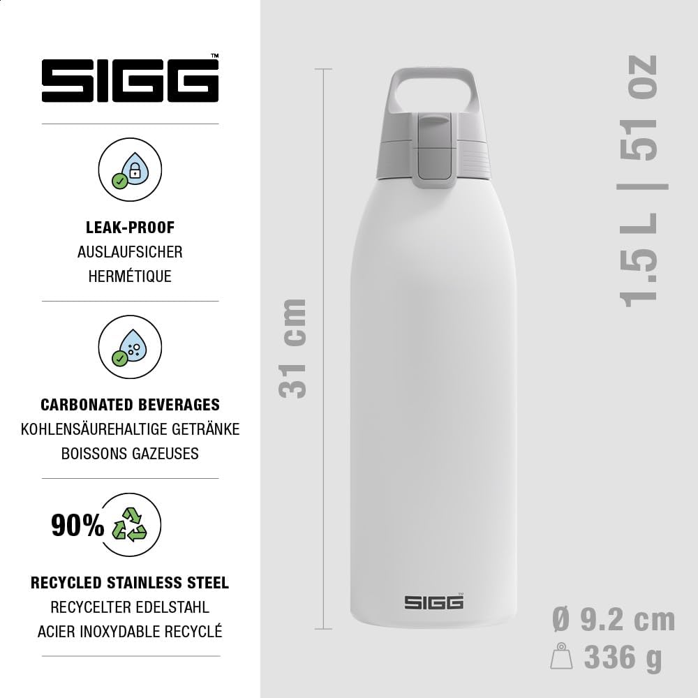 SIGG - Isolierte Trinkflasche - Thermosflasche Shield Therm One White - kohlensäurehaltige Getränke