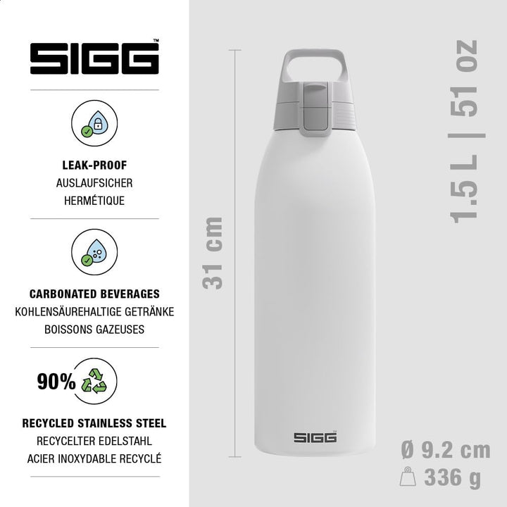 SIGG - Isolierte Trinkflasche - Thermosflasche Shield Therm One White - kohlensäurehaltige Getränke