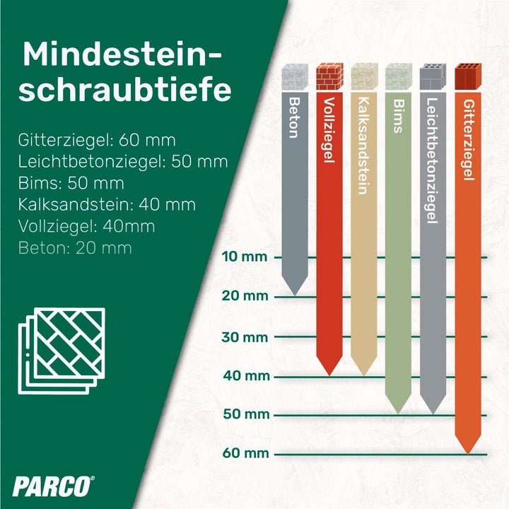 PARCO Fensterrahmenschrauben Universal 7,5x212 mm Senkkopf TX30 100 Stück 7,5 x 212 mm - 100 Stück,